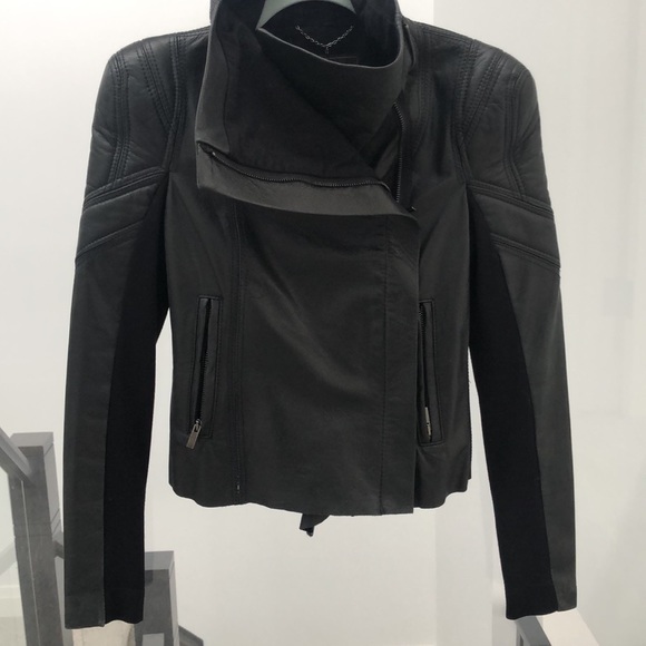 BCBG MAXAZRIA XXS Orason black leather jacket - Picture 6 of 10